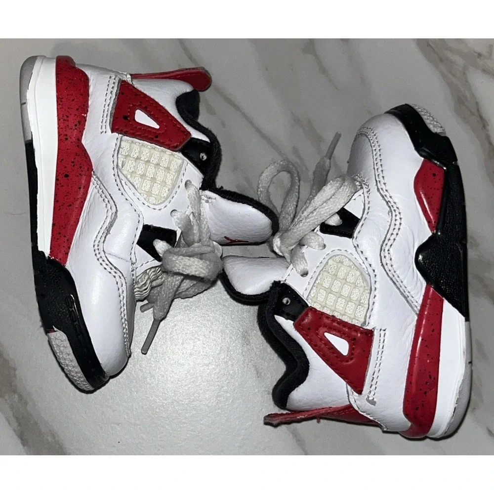 Nike Air Jordan 4 Retro TD Fire Red Toddler Baby Sneakers Size 4C